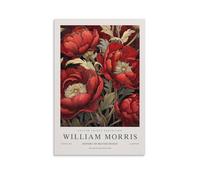 William Morris Affiche d'Art Mural Floral Rouge Foncé Pour Décoration Murale Toile d'Art Mural Pour Décoration de Salon 20x30pouces(50x75cm)