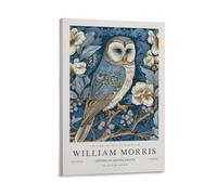 William Morris - Affiche murale vintage avec motif de hiboux et de fleurs, peinture décorative sur toile pour décoration de salon, 60 x 90 cm