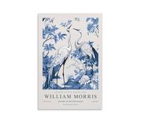 William Morris - Affiche murale vintage sur toile avec motif de héron et fleurs pour décoration de pièce, fournitures scolaires esthétiques (40 x 60 cm)