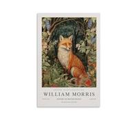William Morris - Affiches vintage de renard floral pour décoration de salle de bain, art mural en toile pour chambre, impressions photo 50x75cm (20x30pouces)
