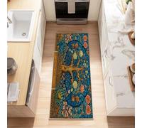 William Morris Arbre De VieTapis Couloir Long 40 x 120 cm Doux Antidérapant Tapis Étroit, Lavable Moquette Cuisine Long - Coureur de Passage pour Cuisine Couloir Passage Chambre, Bleu Marine