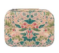 William Morris At Home Boîte à bijoux, étui de voyage avec fermeture éclair, organiseur de rangement compact pour bagues, boucles d'oreilles et colliers, multi-compartiments, convient aux végétaliens