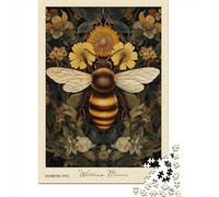 William Morris Bee and Flowers Art Plaque Métallique Vintage 38x26cm/1000pcs pour Le Coin Bar, Décoration Murale pour Un Espace Récemment Rénové