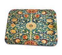 William Morris Bleu Corail Orange Fleur Motif Fleur Kaléidoscope Art Vintage Paillasson D'Entree Doux Paillasson Intérieur Antidérapant Tapis De Bain pour Couloir Salon Extérieur 40X60 Cm