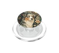 William Morris Blue Merle Chien Aussie Art Floral PopSockets PopGrip pour MagSafe