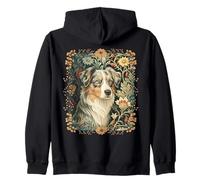 William Morris Blue Merle Chien Aussie Art Floral Sweat à Capuche