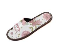 William Morris Chaussons de douche style paresseux marron pour intérieur et extérieur, ultra légers, mignons, à bout ouvert, chaussures de maison à enfiler pour voyage, hôtel, fête, invités zapatos