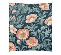 William Morris Flower Peach Tente cabane de plage bleu foncé UPF50+ pare-soleil facile à installer avec pelle à sable pour jardin, prairie, parc