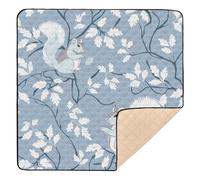 William Morris Grand tapis de jeu élégant pour bébé Motif écureuil imperméable Bleu layette 127 x 127 cm