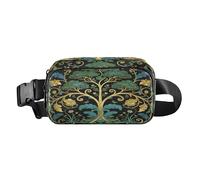 William Morris Green Life Tree Sac banane élégant pour femmes, hommes, adolescents, petit sac de poitrine avec sangle réglable pour cyclisme, randonnée, gym