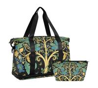 William Morris Green Life Tree Sac de nuit avec poche humide Sangle réglable Sac d'entraînement pour randonnée Grande capacité pour homme et femme
