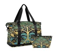 William Morris Green Life Tree Sac de voyage avec poche humide Sangle réglable Grande capacité pour homme et femme