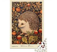 William Morris Hedgehog Forest Puzzle pour Adultes, 1000 Pièces, 70x50cm/1000pcs; Moment De Détente Après Le Travail; Carton Blanc Lisse pour Le Tri