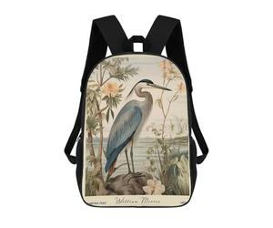 William Morris Heron Floral Art Sacs À Dos Imprimés En 3D Pour Enfants 17inch Sacs À Dos Tendance Et Décontractés Pour La Journée, Sacs De Voyage, Sacs À Dos D'extérieur Pour Garçons Et Filles