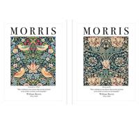 William Morris - Impression encadrée "Strawberry Thief Honeysuckle" pack de 2 PM11622 (40 cm x 30 cm) (Blanc/Multicolore)