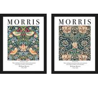 William Morris - Impression encadrée "Strawberry Thief Honeysuckle" pack de 2 PM11622 (40 cm x 30 cm) (Noir/Multicolore)