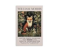 William Morris - Impression sur toile avec motif de renard vintage et fleurs pour décoration murale, fournitures scolaires esthétiques, peintures 50 x 75 cm
