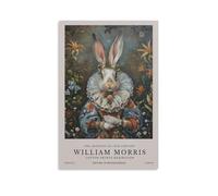 William Morris - Impression sur toile portrait de lapin - Décoration murale pour chambre à coucher, salle de bain - 40 x 60 cm