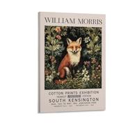 William Morris - Impression sur toile style vintage, renard, fleur, plante - Art mural esthétique pour chambre à coucher, salle de bain - 60 x 90 cm