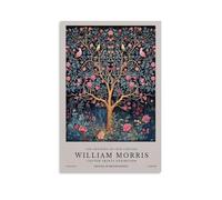 William Morris - Impression sur toile vintage arbre de vie, oiseau, plante - Art mural esthétique pour chambre à coucher, salle de bain - 40 x 60 cm