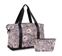 William Morris Lot de 2 grands sacs de voyage avec sangle réglable Motif floral Mauve