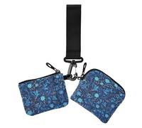 William Morris Lot de 2 pochettes pour pièces de monnaie et cartes de grande capacité avec poche zippée pour pièces de monnaie pour femme, style William Morris, motif floral bleu, 1, Motif floral bleu