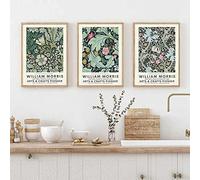 William Morris - Lot de 3 affiches vintage sur toile - Motif floral et feuille - Impression nordique - Pour décoration de salon - Sans cadre - 50 x 70 cm