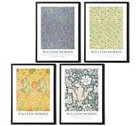William Morris Lot de 4 impressions d'art - Rose et rose, compton, fruit ou grenade, branche de saule - Images d'artistes célèbres - Décoration murale élégante dans une variété de tailles (lot de 2,