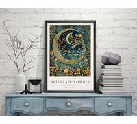 William Morris Moon, impression d'étoiles, impression d'exposition William Morris, poster William Morris, art mural, art textile, affiche vintage (454c) A2