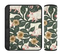 William Morris Pig Lot de 2 housses de ceinture de sécurité pour siège de voiture Bleu pêche cyan 25,4 x 19,6 cm