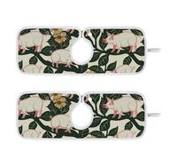 William Morris Pig Lot de 2 tapis en pierre mats à suspendre pour comptoir de salle de bain 76,2 cm William Morris Pig Cyan Peach