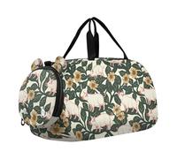 William Morris Pig Sac de sport pour enfants avec compartiment à chaussures de grande capacité pour l'école, le sport, les voyages, cyan, william Morris Pig cyan peach, Moderne
