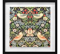 William Morris - Plaque encadrée "Strawberry Thief", bois PM11528 (20 cm x 20 cm x 2,7 cm) (vert/coloré)