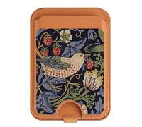 William Morris Porte-cartes magnétique en tissu pour iPhone 16 15 14 13 Pro Max Motif voleur de fraises, multicolore