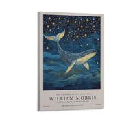 William Morris Poster vintage psychédélique baleine étoilée pour décoration murale salon 40 x 60 cm