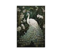 William Morris Poster vintage sur toile Motif paon blanc 20 x 30 cm