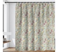 William Morris - Rideau de douche avec motif abstrait, motif floral, fleurs sauvages colorées au printemps, herbes vertes, plantes, nature, rideau de douche avec crochets, 180 x 180 cm