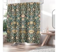 William Morris - Rideau de douche avec motif abstrait, motif floral, fleurs sauvages colorées au printemps, herbes vertes, plantes, nature, bohème, rideau de douche avec crochets, 180 x 180 cm