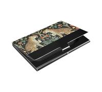 William Morris S Porte-cartes de visite fin en cuir et acier inoxydable Motif léopard