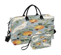 William Morris Sac de voyage avec trousse de toilette pour randonnée 2 pièces Motif perroquet blanc grenade