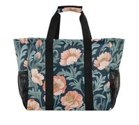William Morris Sac fourre-tout de plage pliable en toile avec compartiments Motif fleurs de pêche Bleu foncé, William Morris Fleur Pêche Bleu foncé, 1 size, Tendance