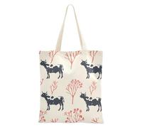 William Morris Sac fourre-tout en toile de taille moyenne pour femme avec poches et poignées Motif vache corail