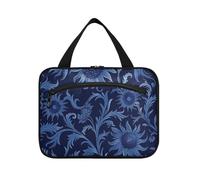 William Morris Style Design Tournesol Kit de toilette à suspendre pour homme avec crochet, accessoires de designer pour homme Bolsa de maquillaje para mujer L, Motif tournesol bleu foncé William