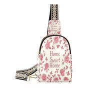 William Morris Style Home Sweet Home Petit sac banane en cuir pour homme Rose Rouge, William Morris Style Home Sweet Home Rose Rouge, 1 Size