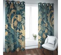 William Morris Style Rideaux Occultants pour Salon Chambre Décor Art Nouveau Style Plante Feuilles Oeillet Café Fenêtre Drapes 2 Panneaux B140xH200cm