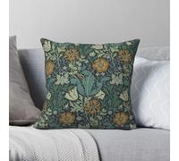 William Morris Taie d'oreiller carrée en tissu polyester lin velours créatif fermeture éclair décoration taie d'oreiller voiture