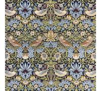 William Morris Tissu d'ameublement et de tapisserie pour rideau, matériau épais vintage floral, 140 cm de large, idéal pour canapés, chaises, coussins (voleur de fraises bleu marine, 5 mètres