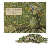 William Morris Violet & Columbine Green Puzzle en Bois, 1000 pièces | Cadeau de fin d'année pour fan de puzzle : moment puzzle seul ou à plusieurs à la maison.