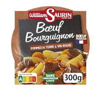 WILLIAM SAURIN - Blanquette de Bœuf Bourguignon Fondante avec Pommes de Terre, Repas Prêt à Déguster, Barquette 300g