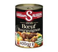 WILLIAM SAURIN - Plat Cuisiné - Bœuf Bourguignon - Pomme de terre & carotte · Mitonné doucement · Sans Conservateur Ajouté · 1 Portion - la boîte de 400g - Le Lot De 4